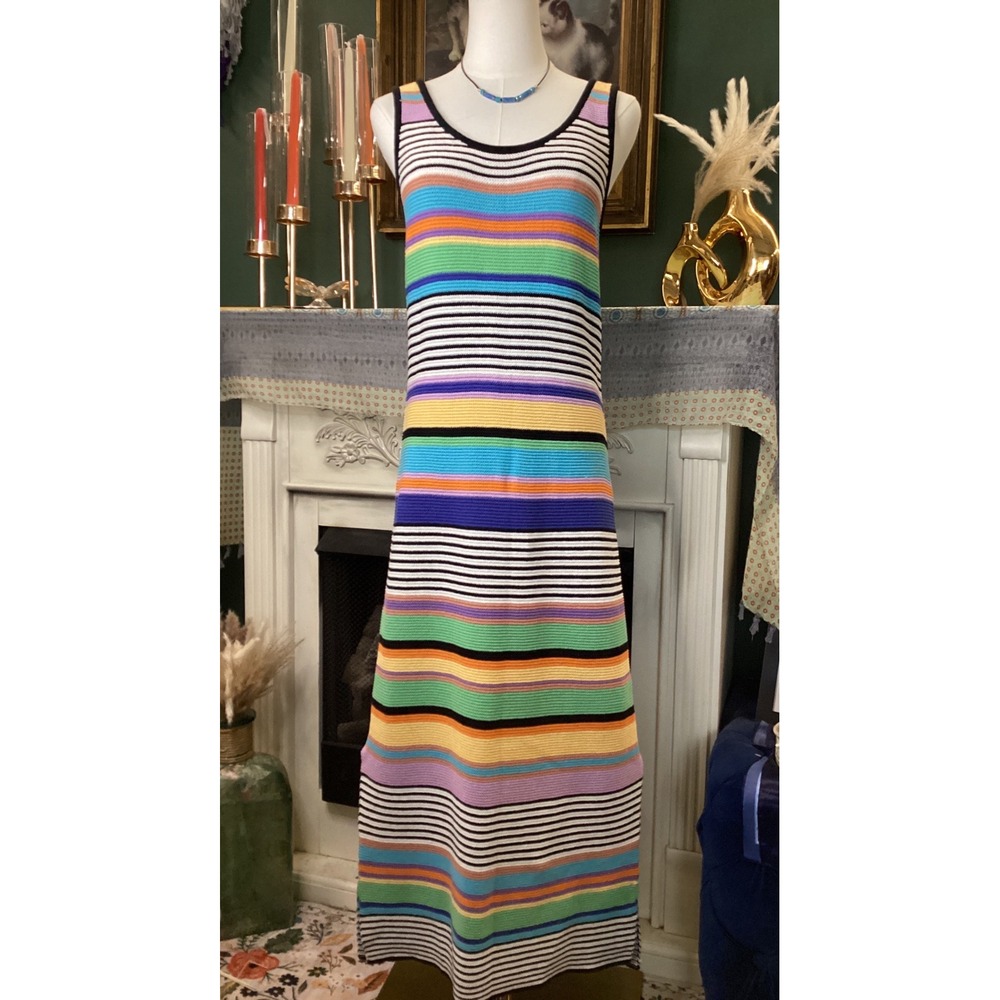 Roxy Womens Multi Color Striped Knit Sleeveless Maxi Dress Medium ERJKD03322